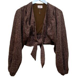 Metallic Crop Shrug Jacket Size 4 by Showpo Party Evening Wear